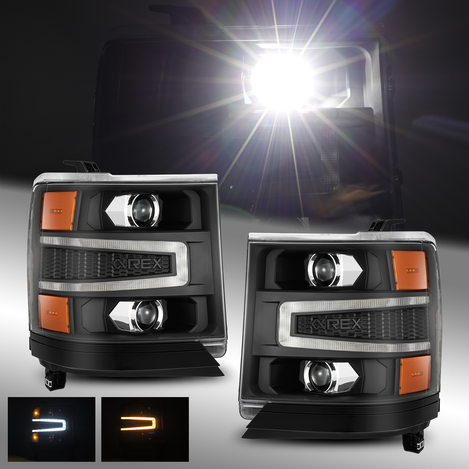 For 16-18 Chevrolet Silverado 1500 Black LUXX-Series LED Projector Headlights