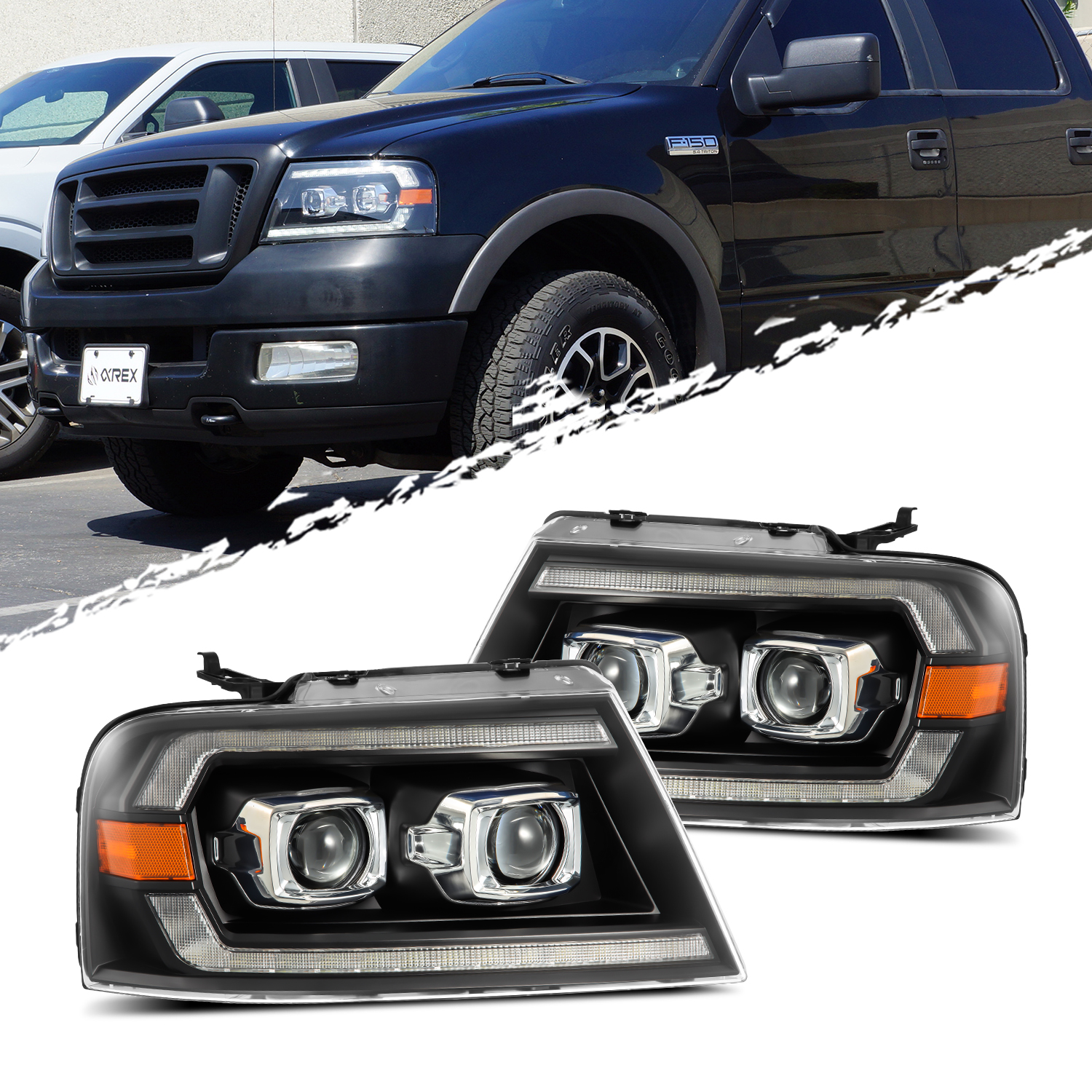 For 04-08 Ford F150 / 06-08 Lincoln Mark LT PRO-Series Projector Black Headlights