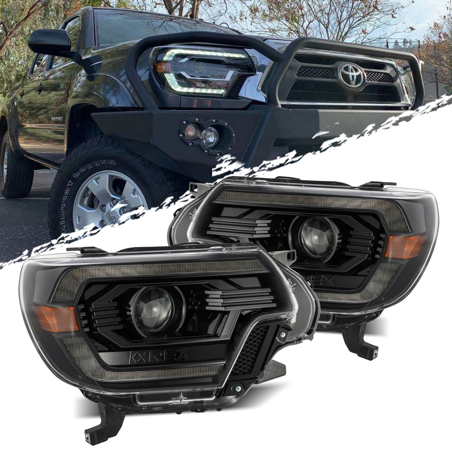 For12-15 Toyota Tacoma PRO-Series Projector Replacement Headlights Alpha-Black